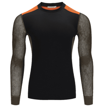 Triko dlouhý rukáv Aclima WoolNet Hiking Crew Neck shirt Men Jet Black/Tarmac/Gold Flame