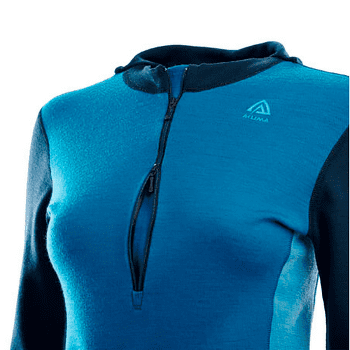 Mikina Aclima WarmWool Hood Sweater W/Zip Women Navy Blazer / Blue Sapphire / Azure Blue