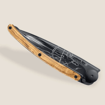 Nůž Deejo Tattoo Black 37g, Olive Wood, Sagitarius