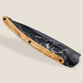 Nůž Deejo Tattoo Black 37g, Olive Wood, Taurus
