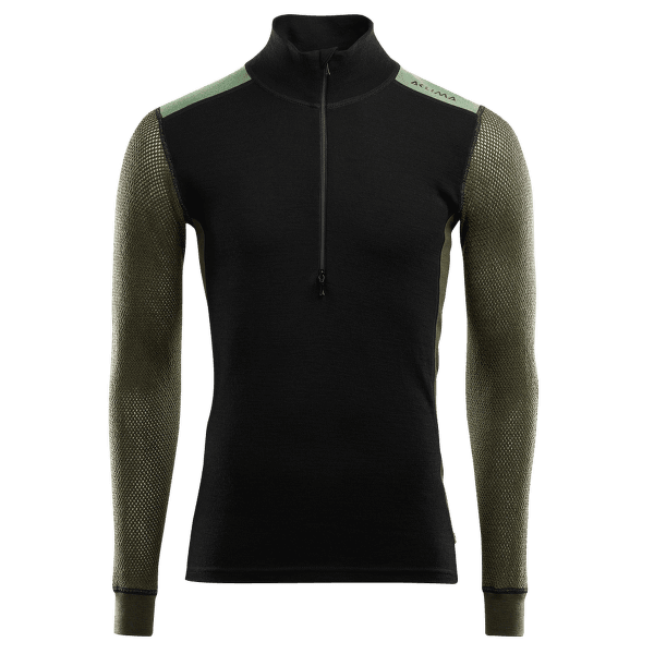 Triko dlouhý rukáv Aclima WoolNet Mockneck Shirt Men Jet Black / Olive Night / Dill