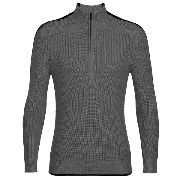 Pulover (3/4 Zapínání) Icebreaker Lodge LS Half Zip Sweater Men Gritstone HTHR/Black
