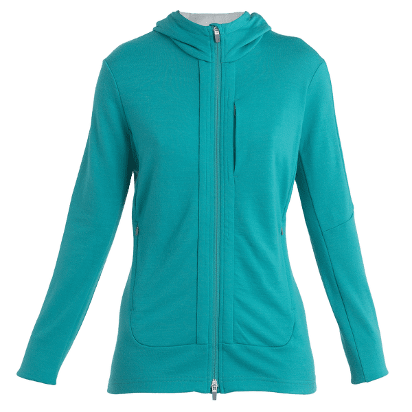 Mikina Icebreaker Quantum III LS Zip Hood Women FLUX GREEN/ETHER/CB