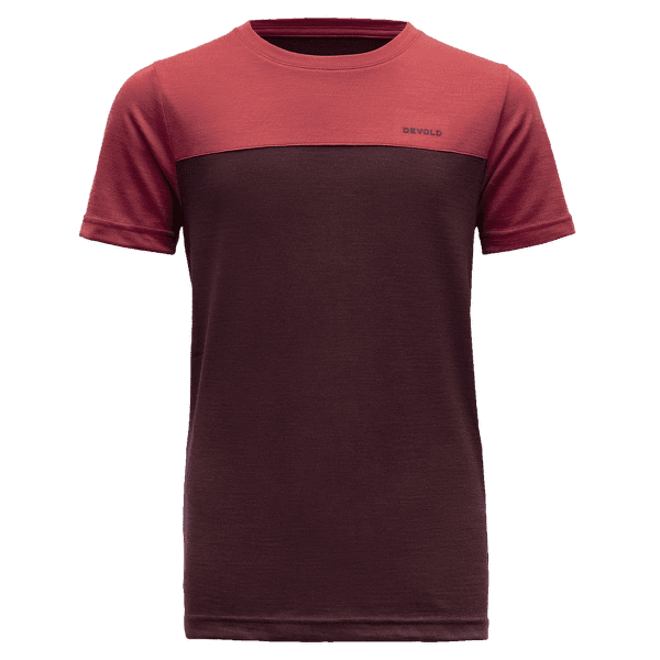 Triko krátký rukáv Devold Norang Merino Tee JR 744B PORT/BEAUTY