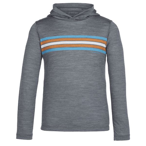 Triko dlouhý rukáv Icebreaker Sphere LS Hood Coronet Stripe Boy Gritstone HTHR IBANS_00894