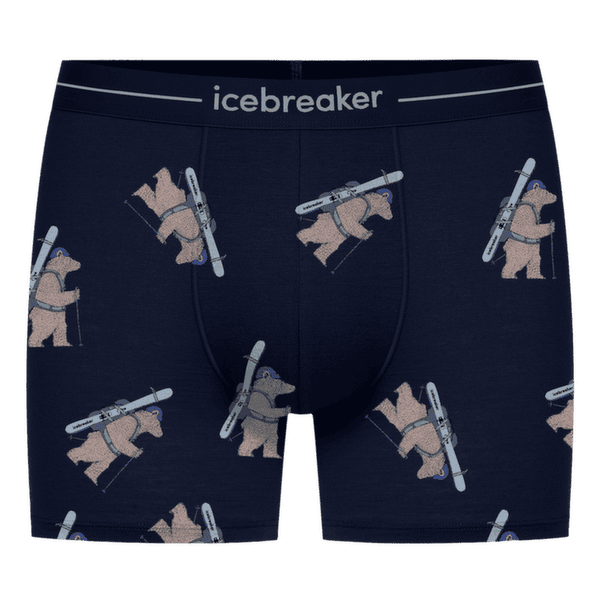 Boxerky Icebreaker Merino 150 Anatomica Boxers Bear Tour AOP Men Midnight Navy